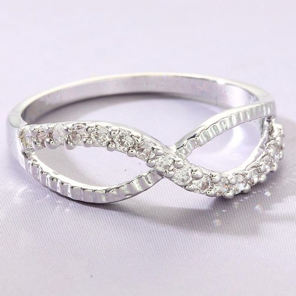 

wedding rings 2021 selling fashion copper gold plated zircon ring simple twist lucky number 8 women's, Slivery;golden