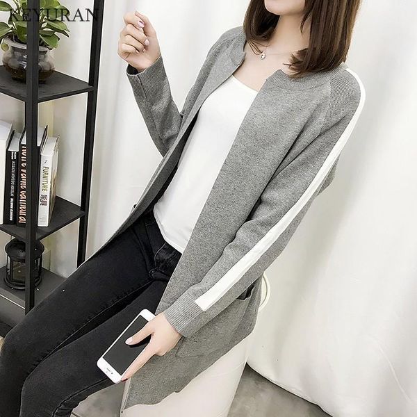 

women's sweaters autumn winter long cardigan sweater women 2021 sleeve knitted cardigans female outerwear coat crochet l2576, White;black