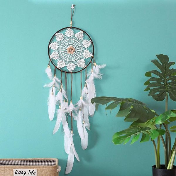 

handmade knitted feather dream catcher chic home decorations bedroom wall hanging ornament white gift
