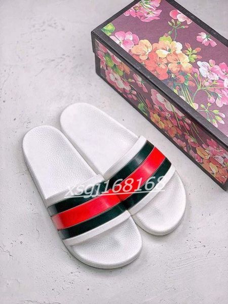 

outlet 2021 classic men women stripes slippers marque designers summer slides sandal flat blooms red black white fashion beach flop desig