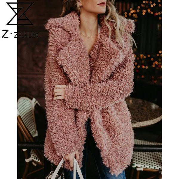 Женские пальто искусственного меха моды имитация пальто с длинным рукавом свободные Тедди осень зима плюс размер 210524