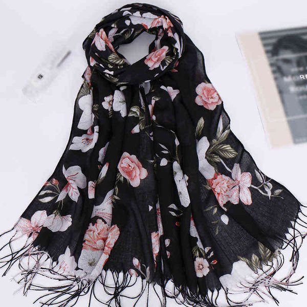 

2019 fashion tassel long print woman scarf thin summer shawls and wraps flowers scarves for ladies bandana echarpe foulard femme y1108, Blue;gray