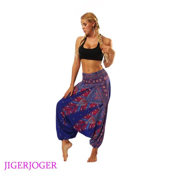 

yoga outfits jigerjoger royal blue aztec 3d printed thailand style harem pants wide elastic waistband lantern leggings lounge pant bloomers, White;red