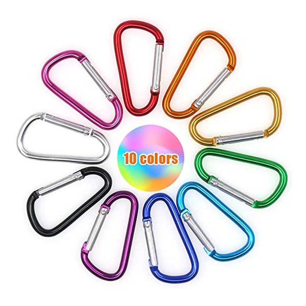 

kimter d-shaped carabiner aluminum key rings clip hook for camping hiking colorful outdoor carabiners hooks keychains holder dhl p72fa, Slivery;golden