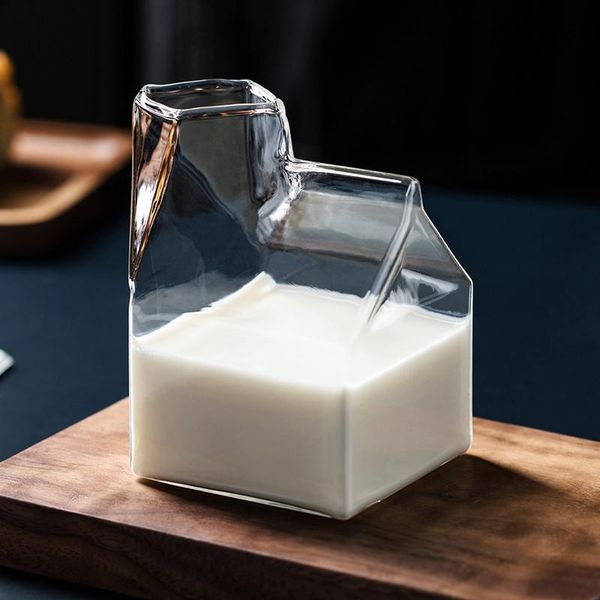 

wine glasses creative glass coffee mug carton milk box heat resistant transparent water jug juice bottle christmas birthday gift drinkware