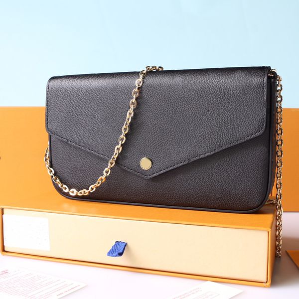 

original luxurys designers bags diamond cowhide purse woman fashion monogrames multi pochette felicie chain crossbody shoulder bag with box