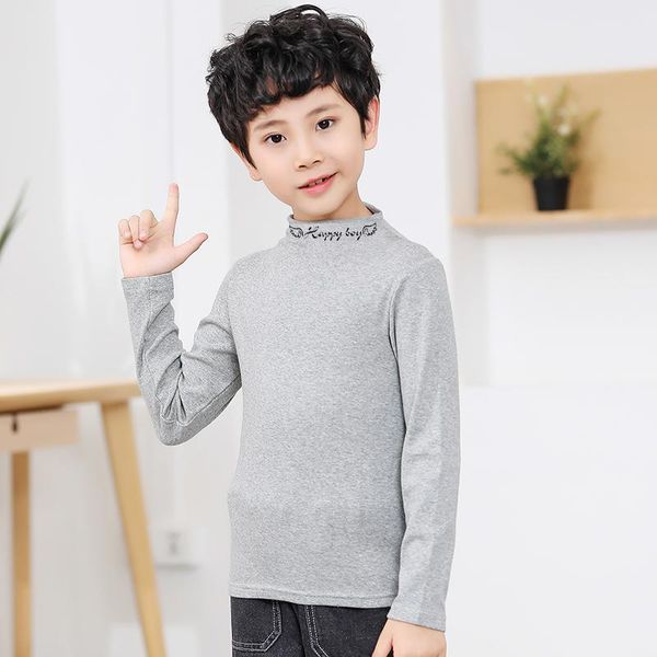

hoodies & sweatshirts fashion children tees long sleeve stretch fabric flexible kids shirts boys for autumn spring winter high collar, Black