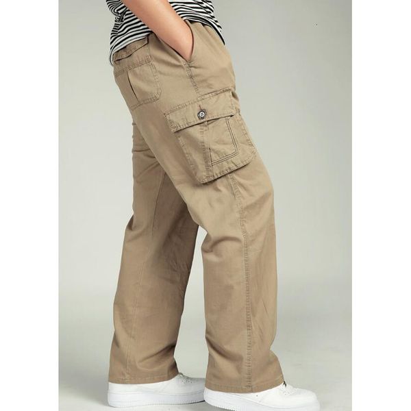 

men's pants casual pants loose men's high waist elastic size: xl-6xl, Black