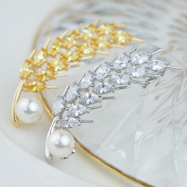 

pins, brooches jackstraw elegant zircon wheat brooch luxury women's pin jewelry beautiful ear of broach gift for women, Gray