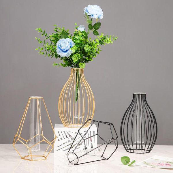 

home decoration metal vase flower pot room arrangement glass container wedding hydroponic vases