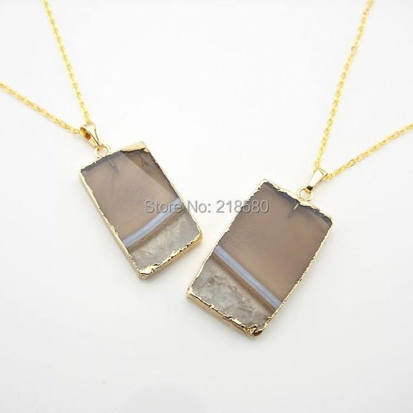 

pendant necklaces ncps0574 amethysts slice necklace gold electroplated, Silver