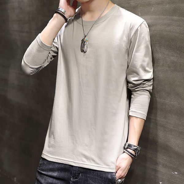 

hsq cotton long sleeve - t-fashion brand fashion autumn loose men's t-shirts) bottomed shirt men's printable, White;black