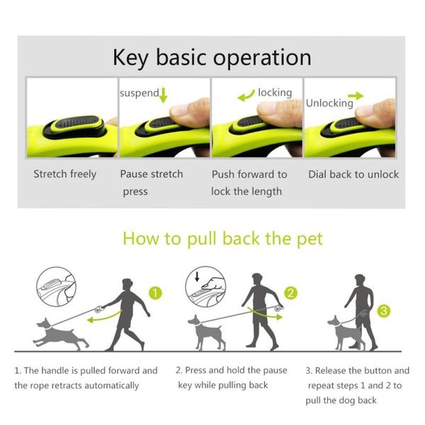 

pet automatic retractable leash dog retractor walking collars & leashes