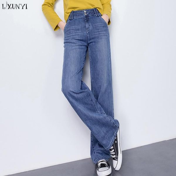 

women's jeans lxunyi wide leg for women2021 spring high waist uality loose blue casual trousers female palazzo pants