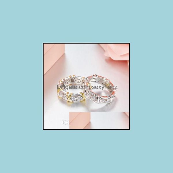 С боковыми камнями JewellyX 925 стерлингового Sier для женщин FL Big Cubic Zirconia Crystal Finger Кольца Свадьба Роскошные Ювелирные Изделия Drop Доставка 2021 E