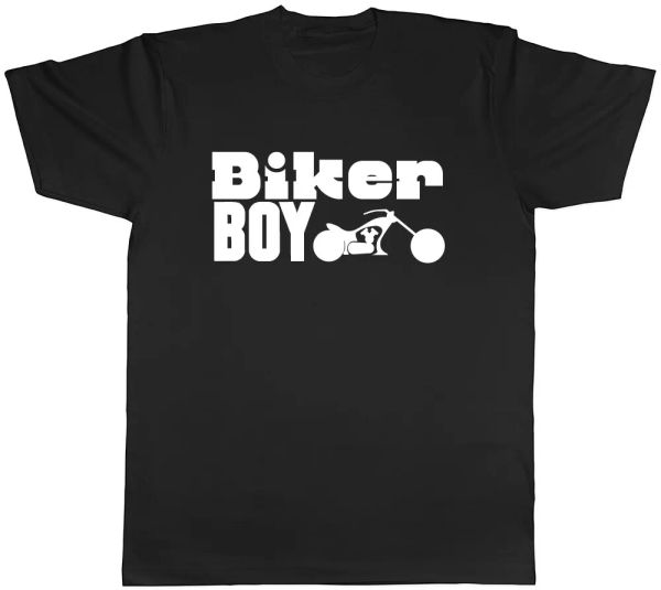 

biker boy mens motorbike ride tee t shirt, White;black
