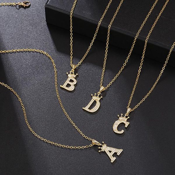 

pendant necklaces fashion zircon crown english letter necklace temperament simple clavicle for women charm choker jewelry goth, Silver
