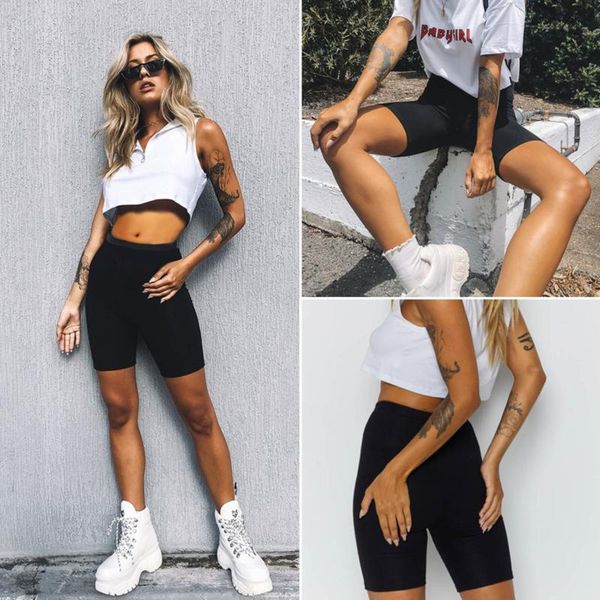 

women's shorts women summer cycling bike stretch basic short solid black for female clothing pantalones sweatpants strike, White;black