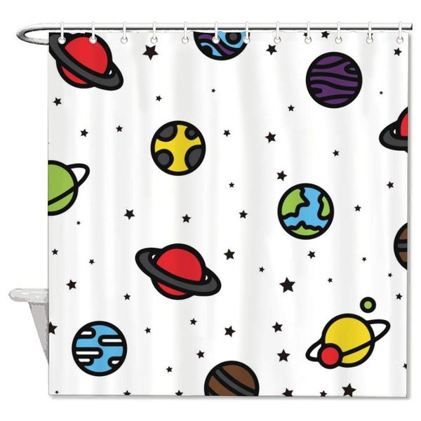 

cartoon cute spaceship space waterproof shower curtains for bathtub shower novelty fabric bathroom liner decorative polyester