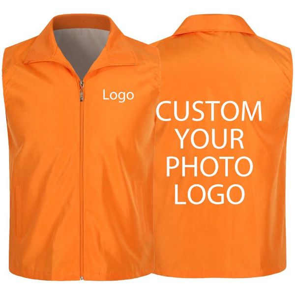 

men's vests mens spring summer sleeveless waistcoat custom print logo campaign vest advertising shirts clothing volunteer, Black;white