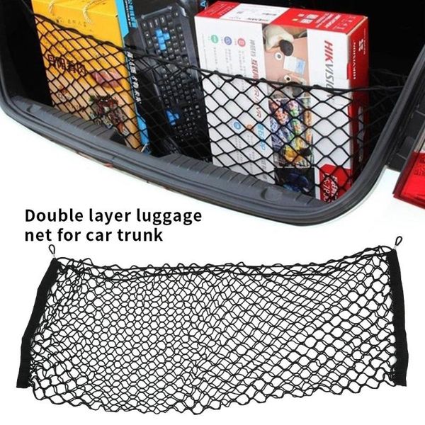 

car organizer double layer luggage net envelope style nylon mesh hatchback trunk storage 100x38cm