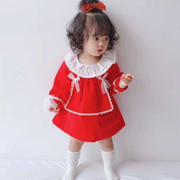 Abito rosso da bambina per bambina, nato Natale, battesimo, compleanno, abiti per neonati, abiti da principessa per ragazze 210615