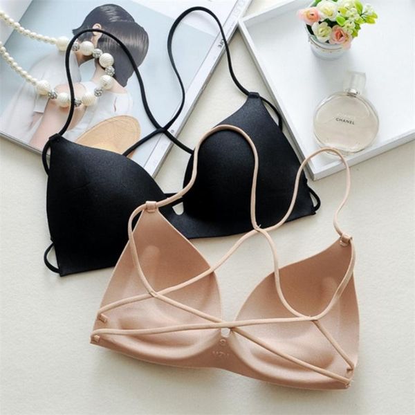

yoga outfit simple design black seamless bra women fashion push up bras soft silicon feamale lingerie