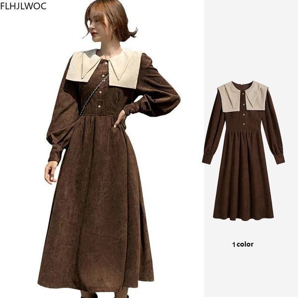 

casual dresses french style fashion feminine vestidos women winter spring thick good cute sweet date a line long retro vintage n23, Black;gray
