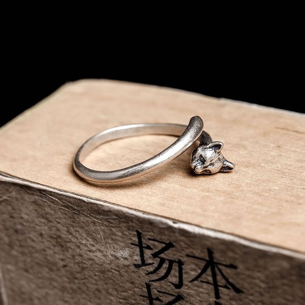 

ring dark dream s925 silver creative cute simple kitten open size adjustable