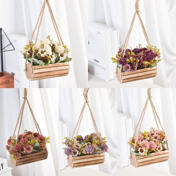 

decorative flowers & wreaths cilected nordic simulation small daisy wall hanging wreath artificial fake home wedding decoration pendant