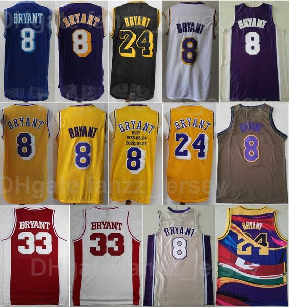 

men basketball bryant jersey 8 high school lower merion 33 black white yellow blue purple team color shirt for sport fans breathable pure co, Black;red