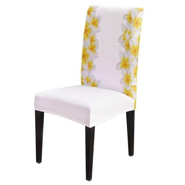 

chair covers 6/8piece white plumeria print cover dining elastic spandex stretch anti-dirty removable
