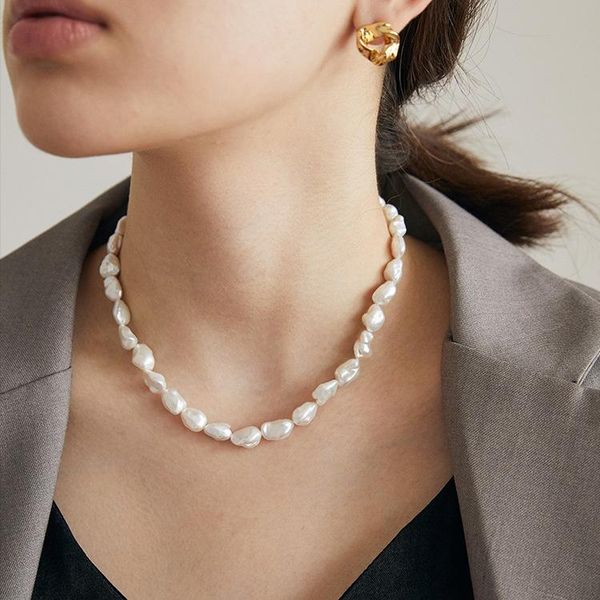 

timeless wonder gorgeous baroque pearl choker necklace women jewelry punk ins designer party trendy goth sweet japan 7432 chokers, Golden;silver
