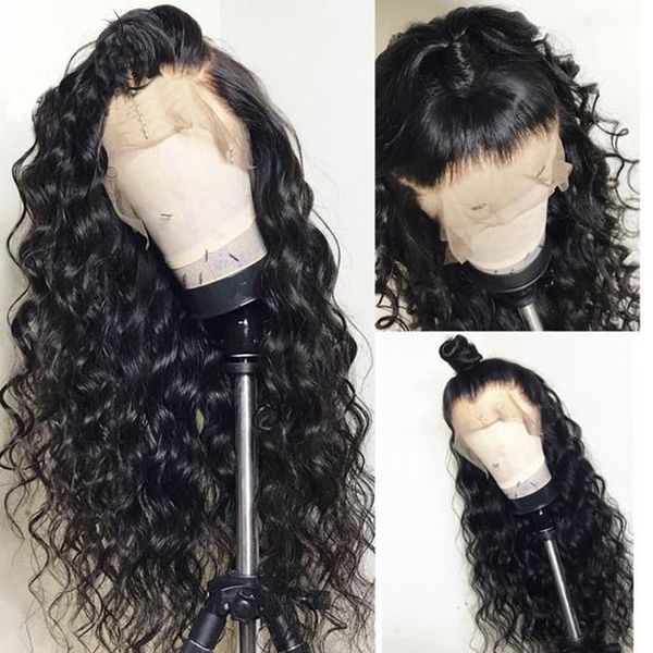 

costume accessories glueless middle part deep wave 26inch long curly synthetic lace front wig for black women with babyhair preplucked daily, Silver