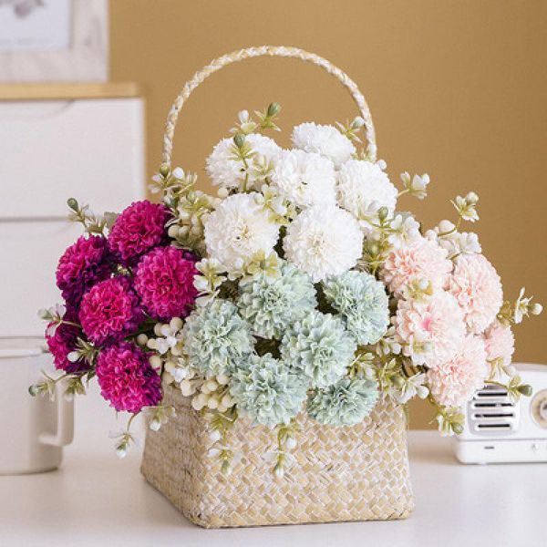 

decorative flowers & wreaths 6 head ball chrysanthemum simulation flower dandelion single african wedding decoration home living room fake