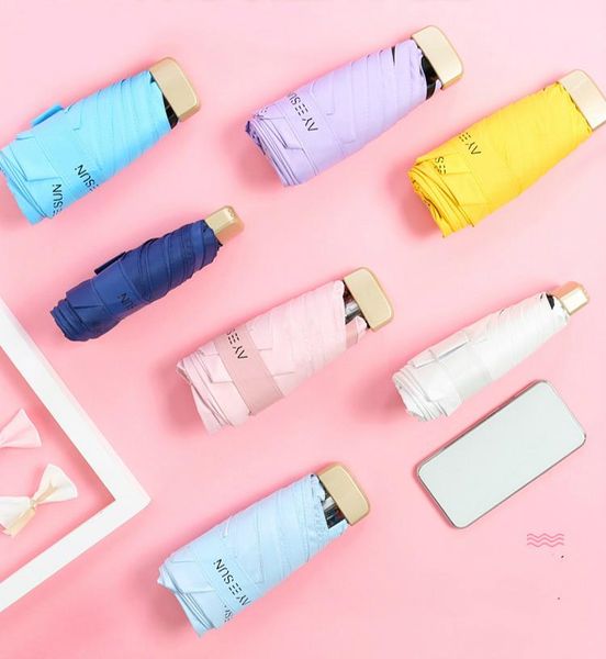 

umbrellas 5 folding sun anti-uv pocket mini umbrella rain women small durable portable sunscreen female parasol