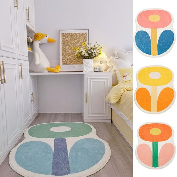 

carpets ins area carpet flower shape bedside fresh living room bedroom floor mat soft non-slip welcome rug home decor alfombra