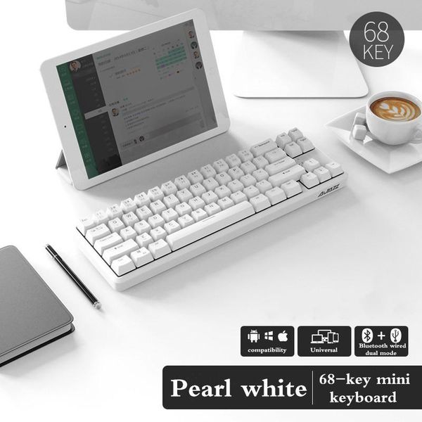 

all ajazz k680t 68 key mini rechargeable bluetooth wireless/wired dual-mode mechanocal keyboard for pc,notebook tablet phone keyboards