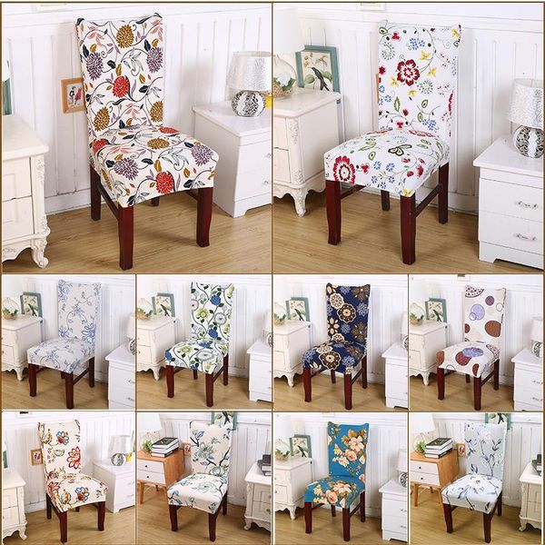 

spandex elastic dining chair cover with back universal kitchen living room floral stretch slipcover protector seat case covers