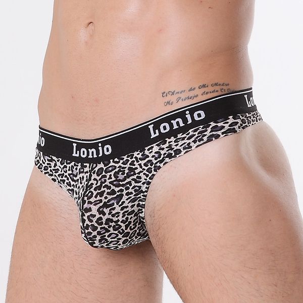 

longjiang men's panties leopard print soft single pants t-shaped, Black;white