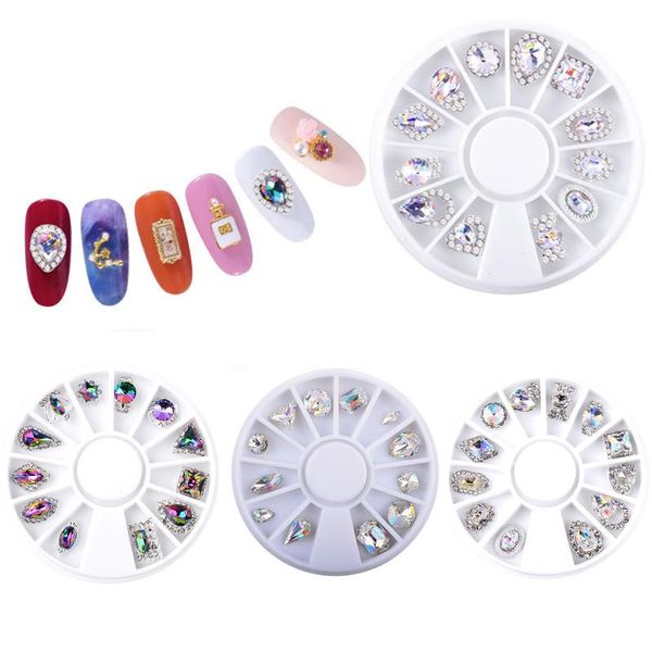 

pieces/wheel 3d nail charm alloy rhinestone art jewelry crystal diy accessories decorations, Silver;gold