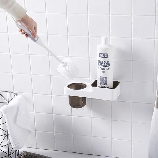 

bathroom storage & organization idealhouse nail wall-mounted adhesive toilet brush rack set for
