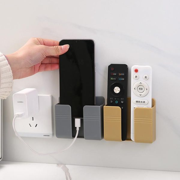 

hooks & rails wall mounted organizer air conditioner tv remote control storage box mobile phone plug holder multifunction usb charging stand