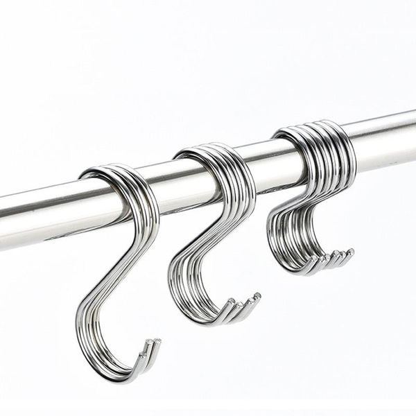 

10pcs/bag household stainless steel s-shaped hook multifunctional hanger 5/7/9/11/14cm kitchen spoon storage tool 2021 hooks & rails