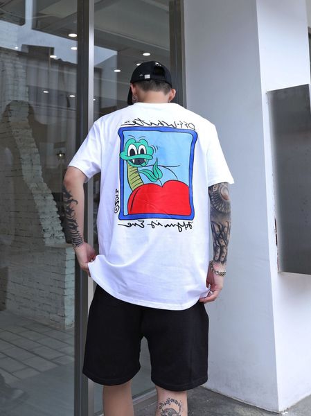 

/ summer 2021 spring street fashion off short sleeve t-shirt men's and women's creative fun printing leisure, White;black