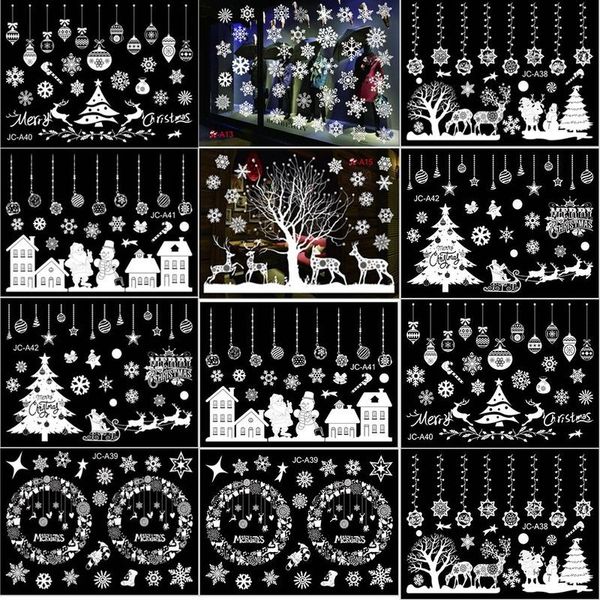 

christmas decorations 2pc year stickers on widows hanging ball snowman train elk saint snowflake wall sticker 2022