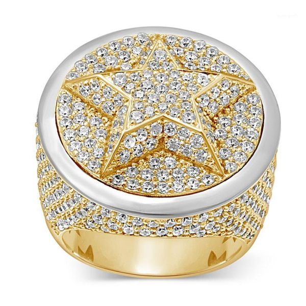 

cluster rings classic gold plating crystal rhinestone geometric five-pointed star polygon female ring for women party jewelry accessories1, Golden;silver
