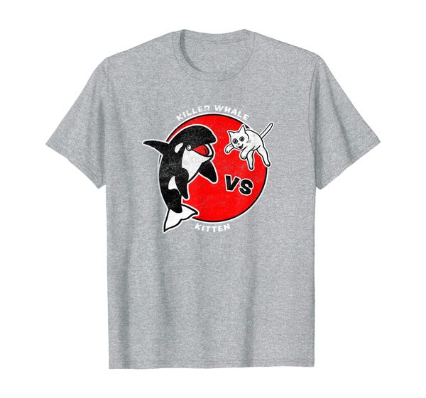 

killer whale vs kitten t-shirt by turbo volcano cat tee, White;black