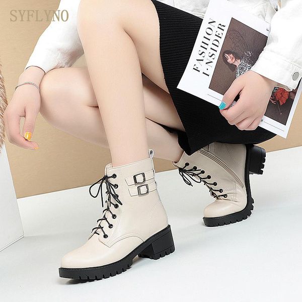 

boots women winter large size natural wool warm snow mid-heel genuine leather short, Black