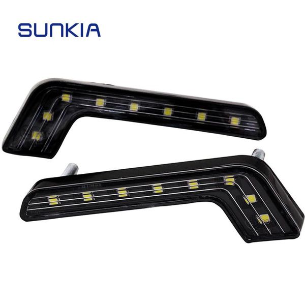 

emergency lights sunkia 2pcs/set light led super car waterproof running lamp bright fog with on/off function l-type drl auto daytime